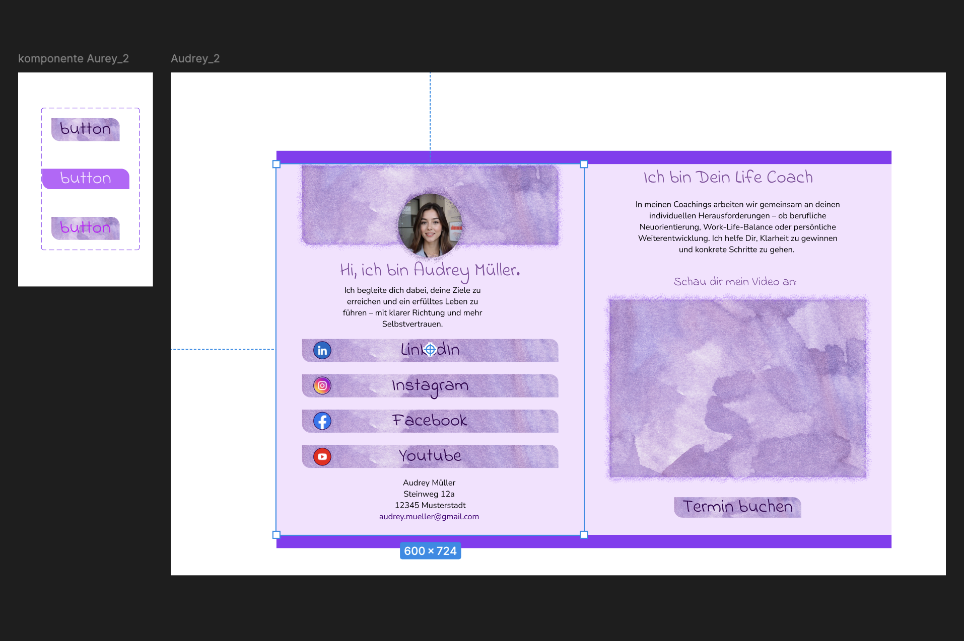 Vorschau auf einen Figma-Prototyp für ein digitales Interface